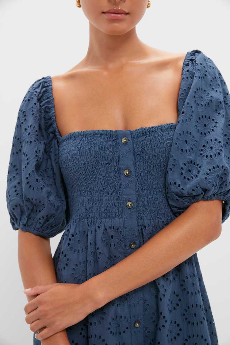 Blue Indigo Eyelet Santiago 4 Maxi Dress | Love Tomas by Emerson Fry Blue Indigo Eyelet Santiago 4 Maxi Dress | Love Tomas by Emerson Fry