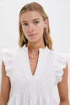 White Flutter Sleeve Smocked Irma Top