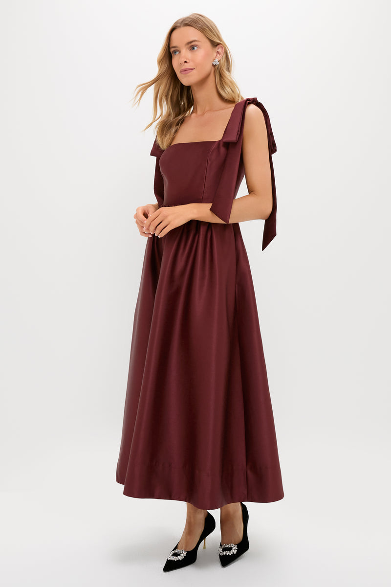Oxblood Dupioni Bow Esme Dress