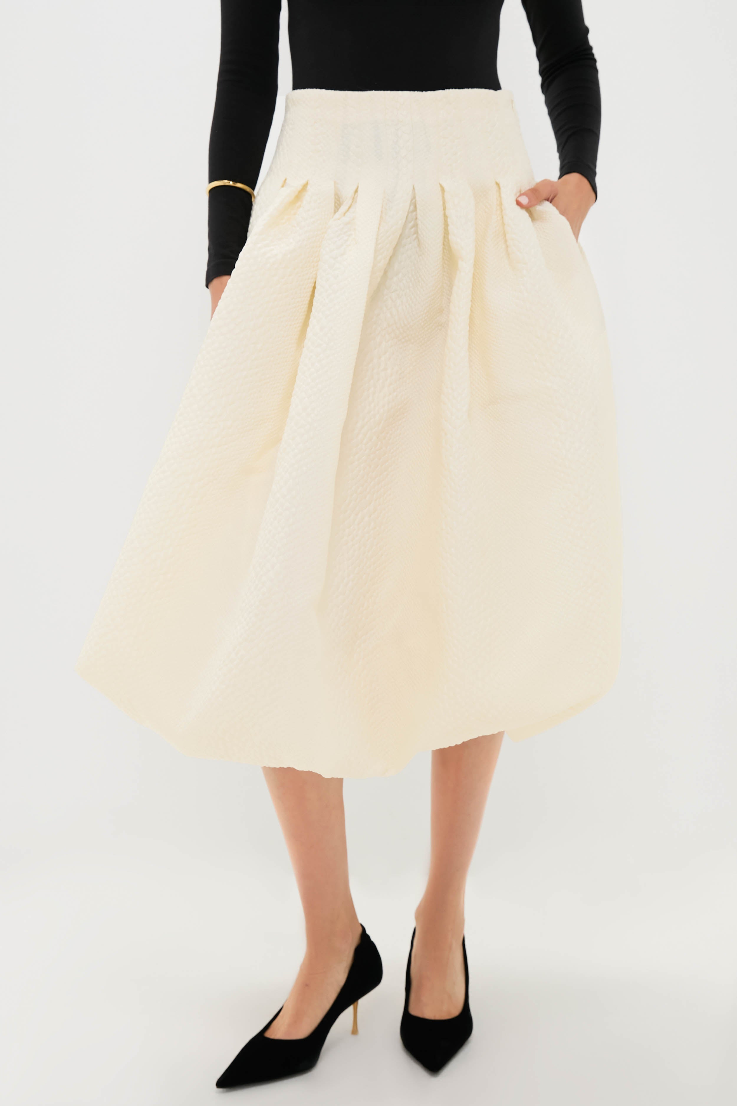 Cream Fayetta Embossed Bubble Skirt | Sea New York