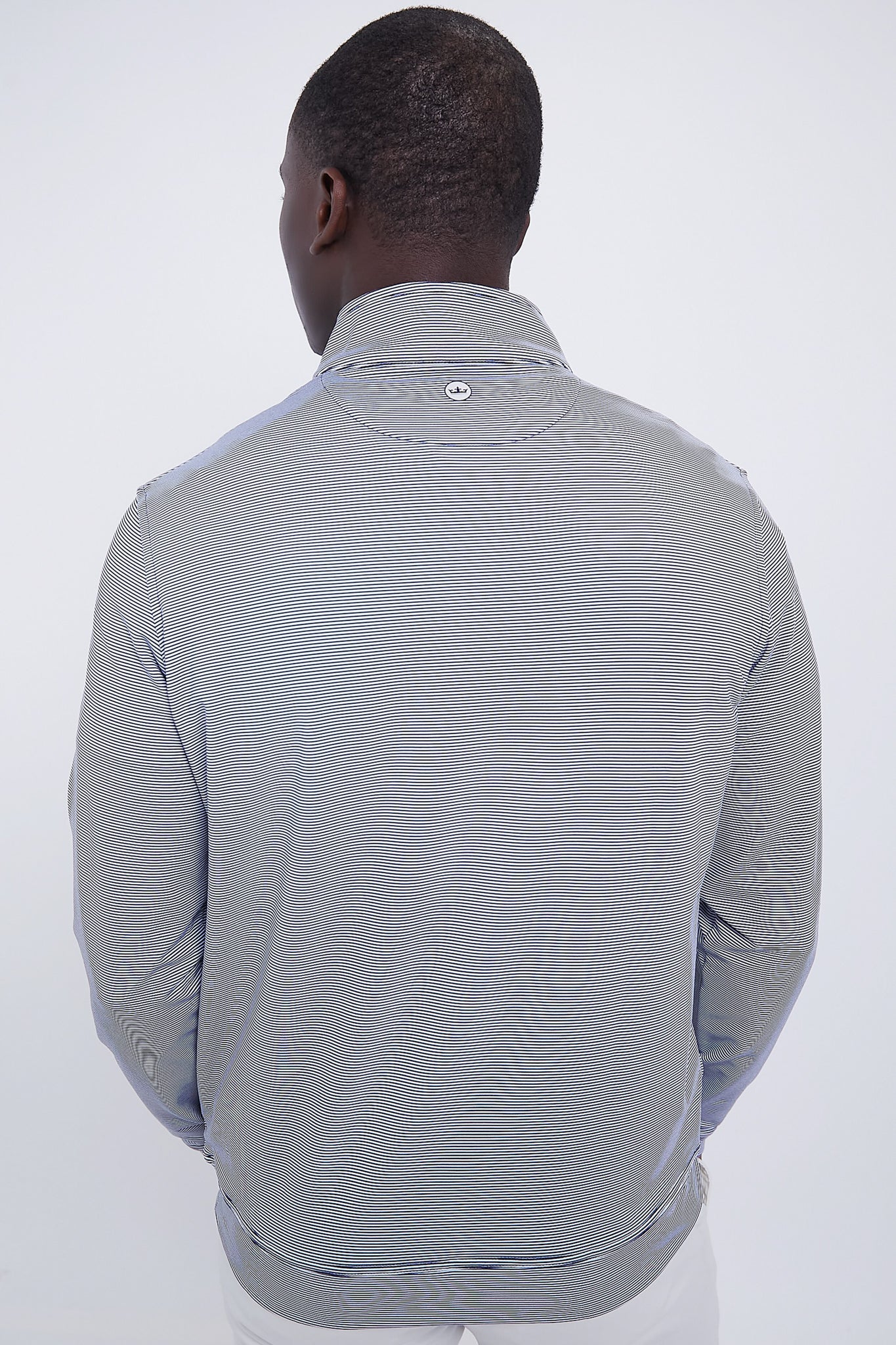 Navy Perth Sugar Stripe Performance Quarter Zip
