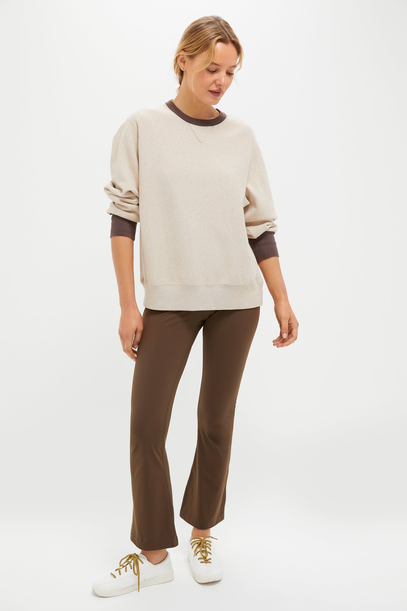 Heather Sandstone and Brown 100% Cotton Kolar Crewneck Sweatshirt