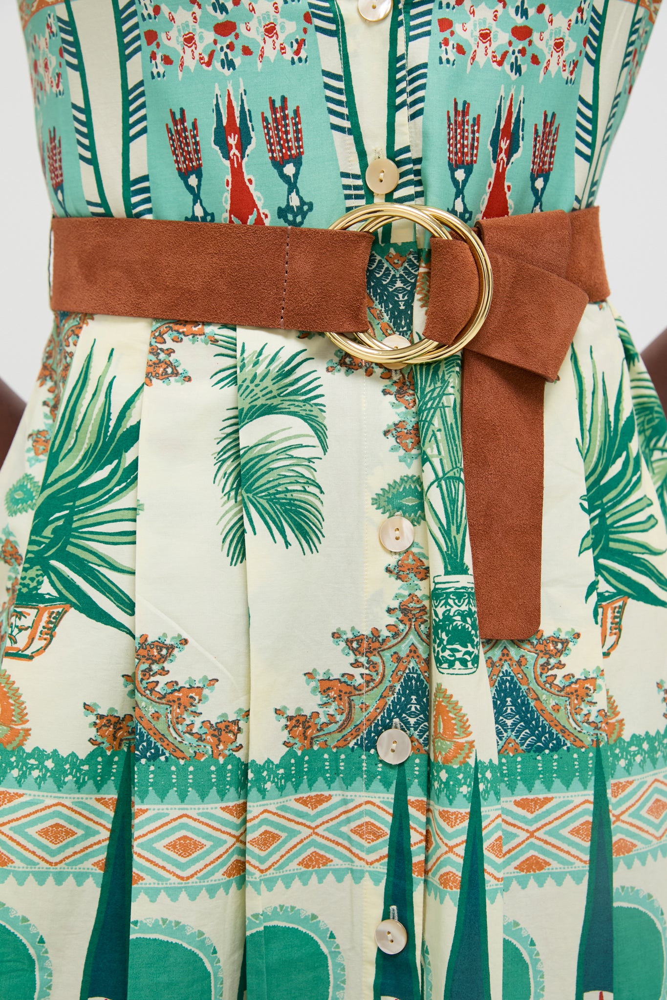 Cognac and Gold Tumble Suede Belt