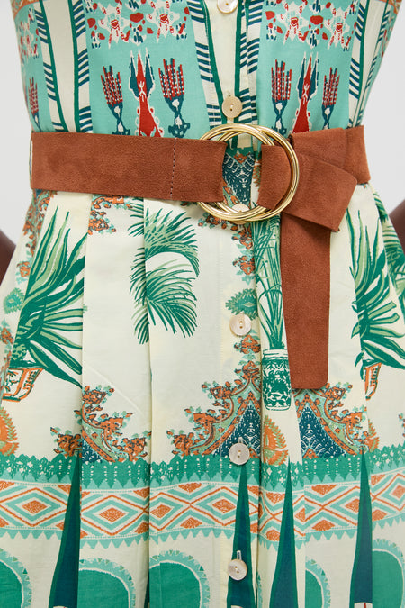 Cognac and Gold Tumble Suede Belt