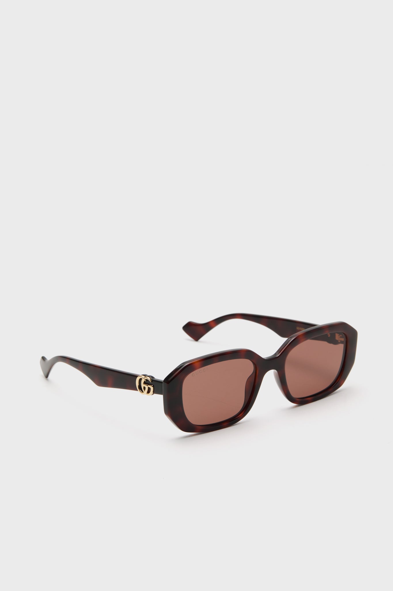 Havana GG Logo Rectangular Sunglasses