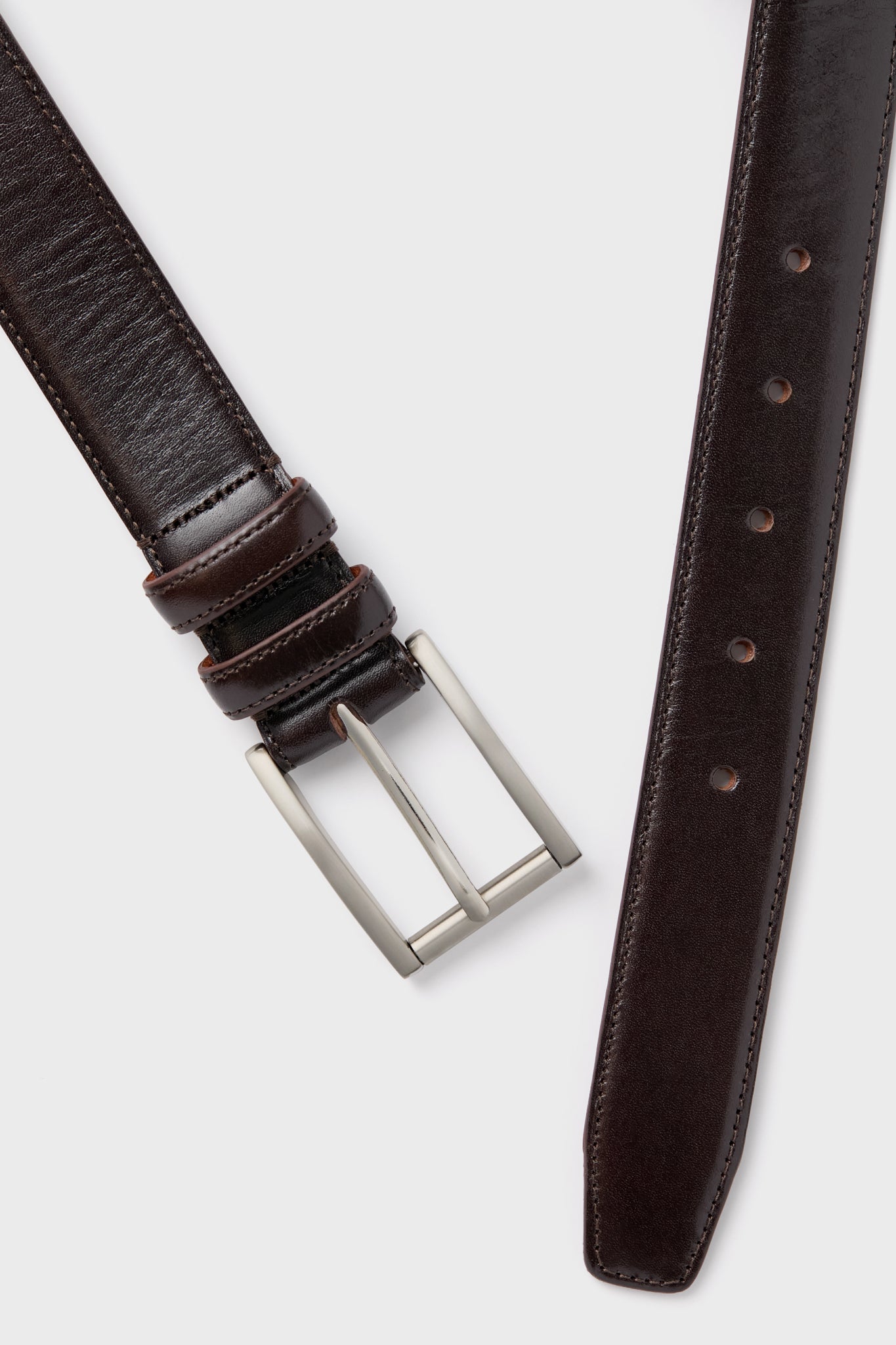 Dark Brown Lorenzo 32mm Dropped Edge Leather Belt