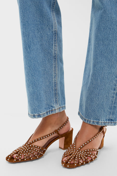 Cacao Suede Studded Priscilla Heels