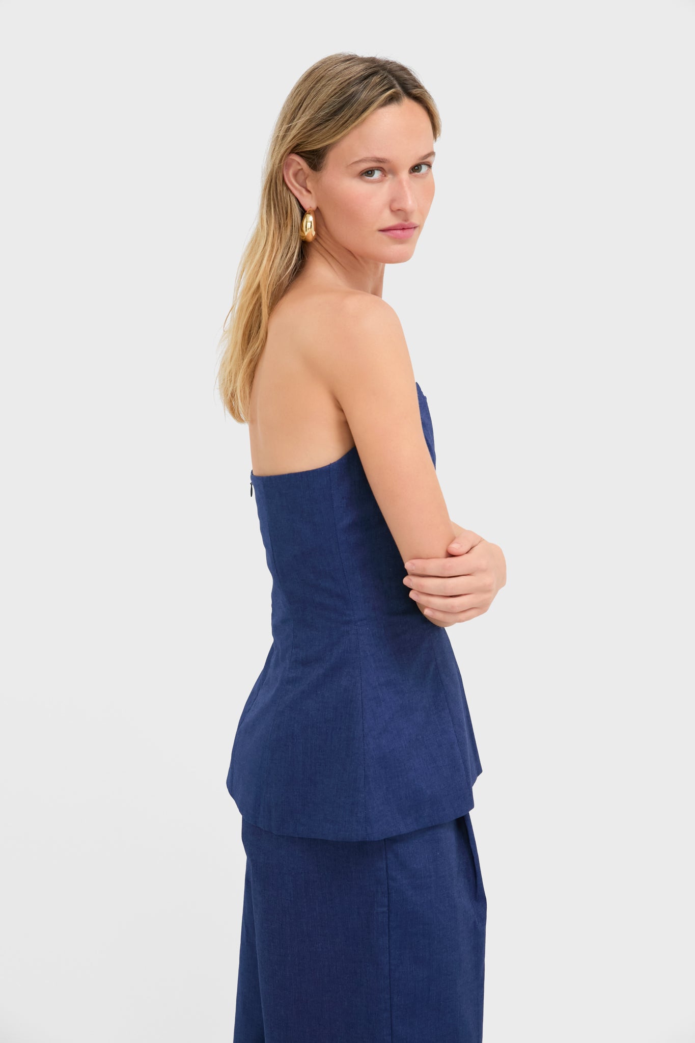 Navy Denim Corozo Top