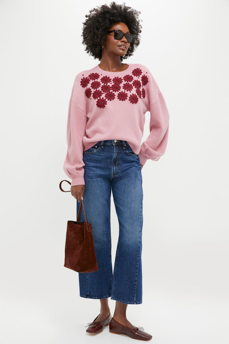 Rose Embroidered Floral Francine Sweater