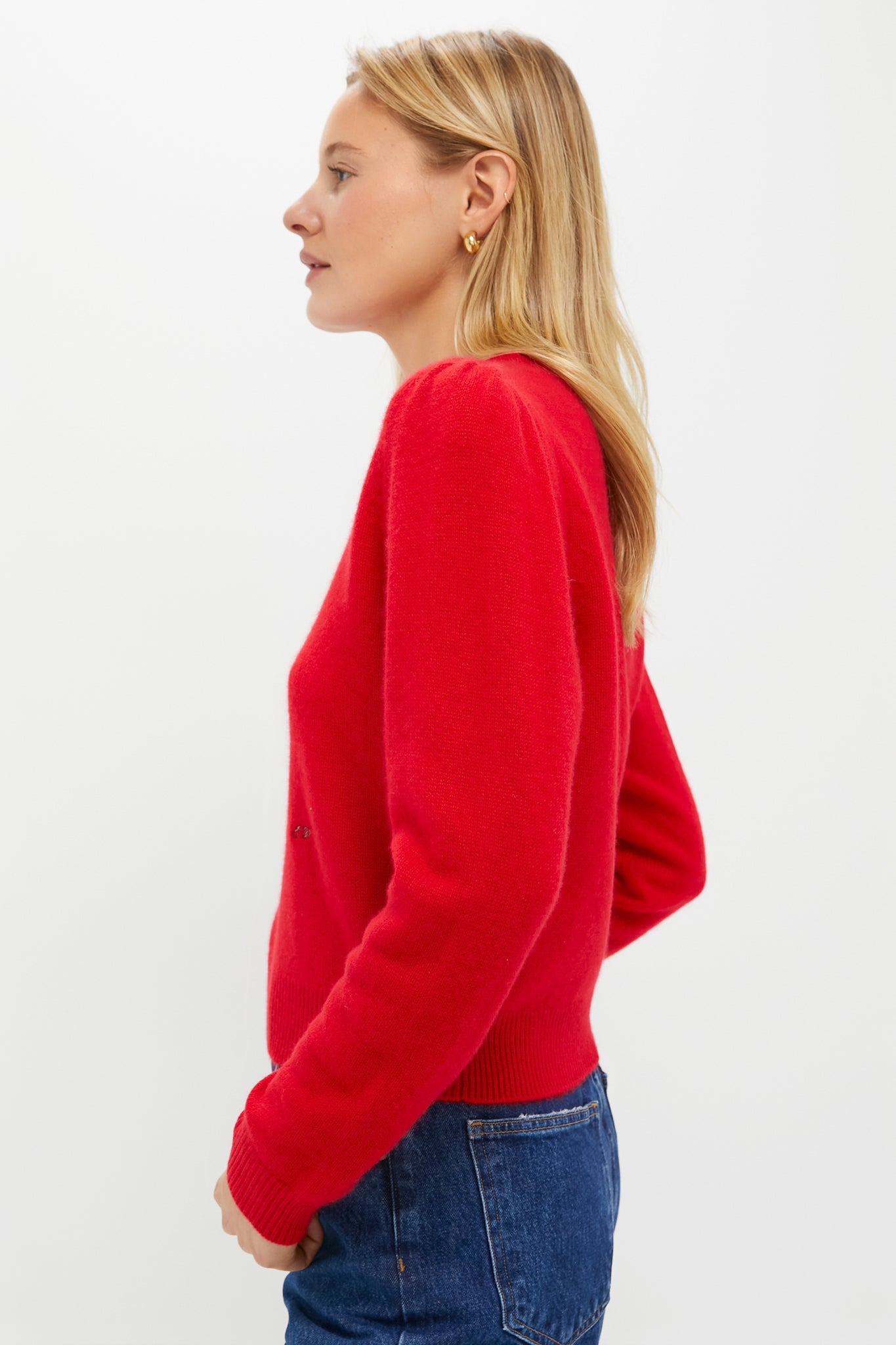 Martin Red Cashmere Puff Sleeve Macy Crewneck Sweater Martin Red Cashmere Puff Sleeve Macy Crewneck Sweater
