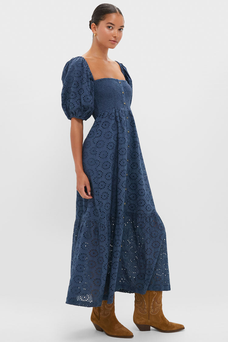 Blue Indigo Eyelet Santiago 4 Maxi Dress | Love Tomas by Emerson Fry Blue Indigo Eyelet Santiago 4 Maxi Dress | Love Tomas by Emerson Fry