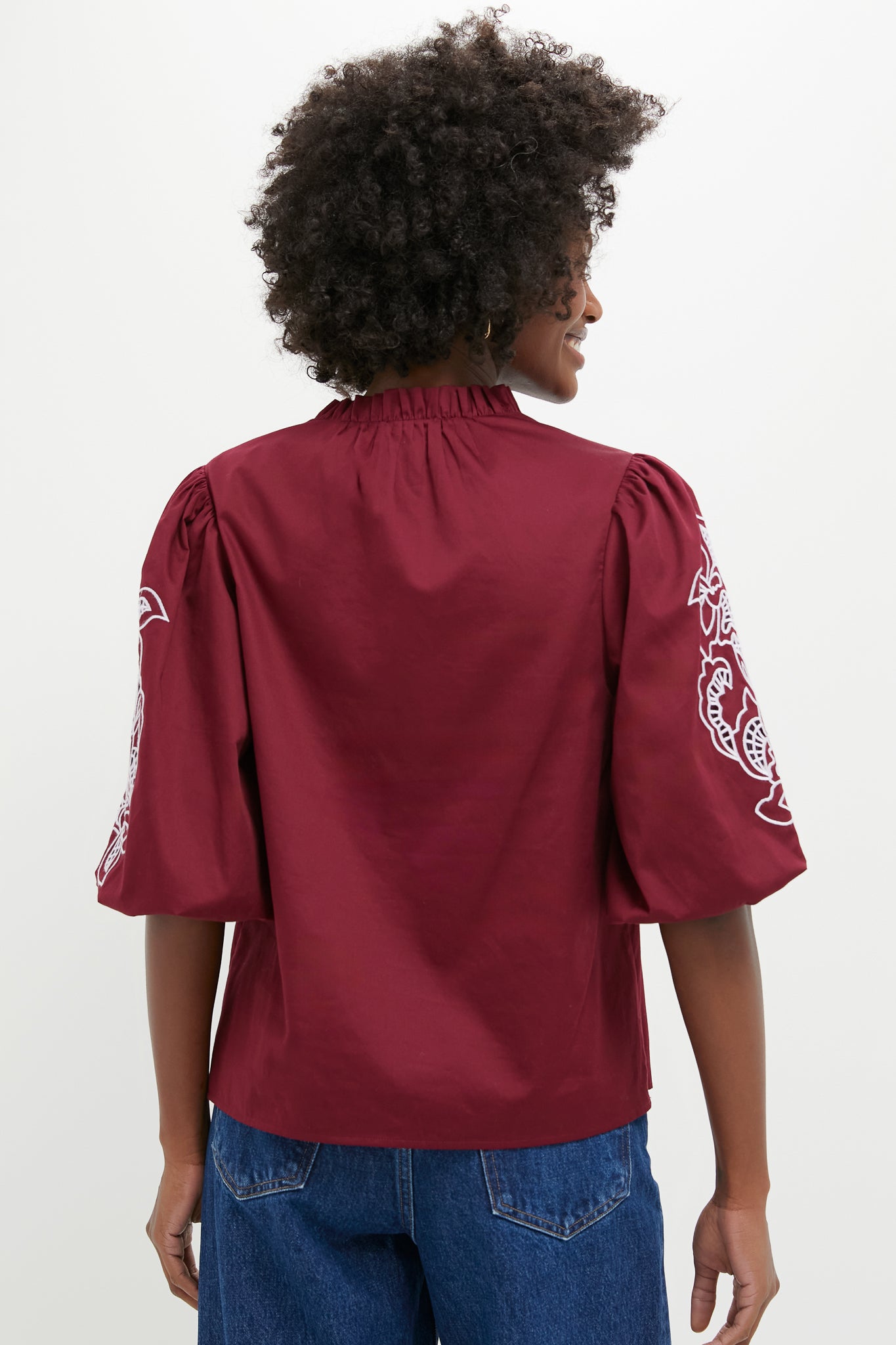 Plum with Lilac Embroidery Floria Blouse