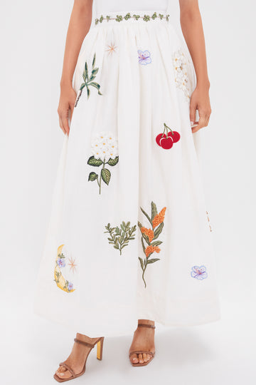 Wild Tangelo Embroidered Applique Maxi Skirt