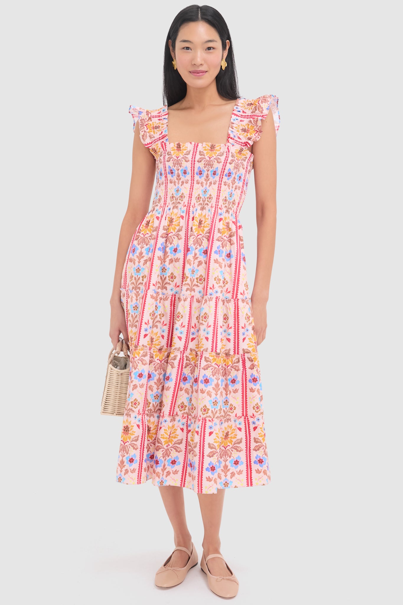 Pink Multi Floral Block Stripe Ellie Nap Dress