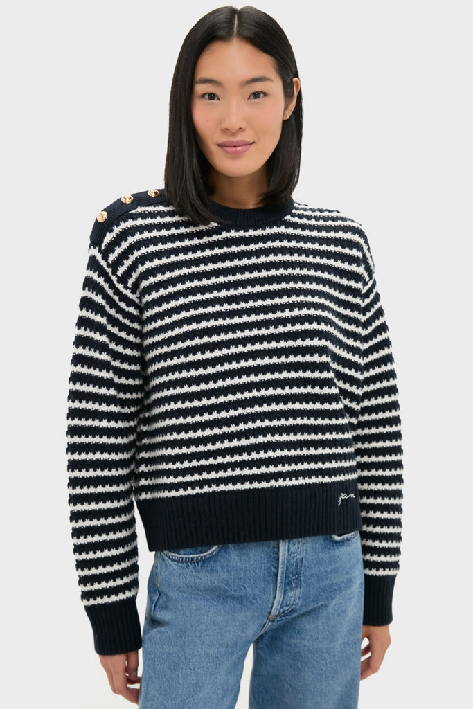 ganni sky captain mini dress GANNI Striped Wool Sweater