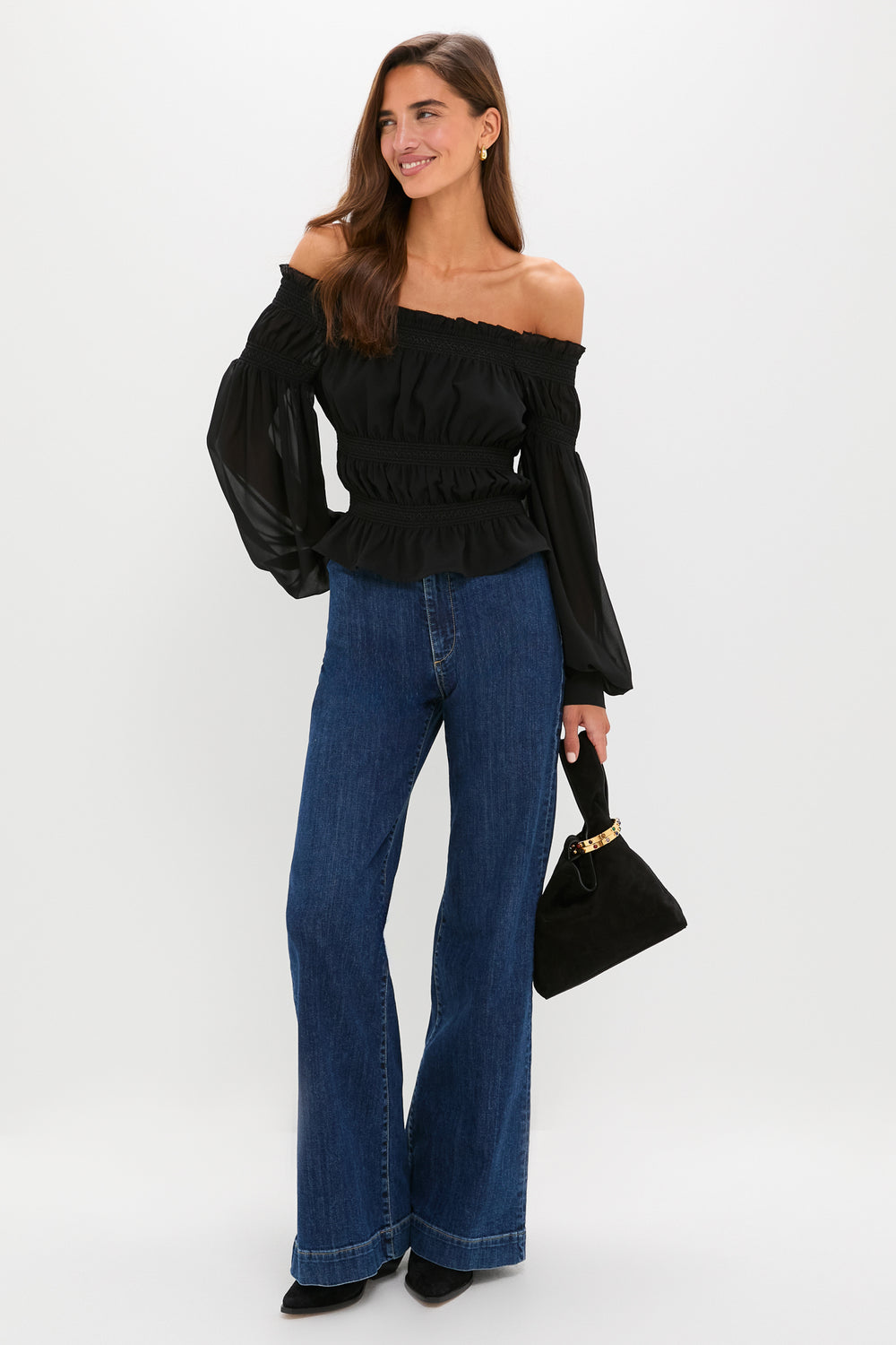 Black Georgette Adeline Top