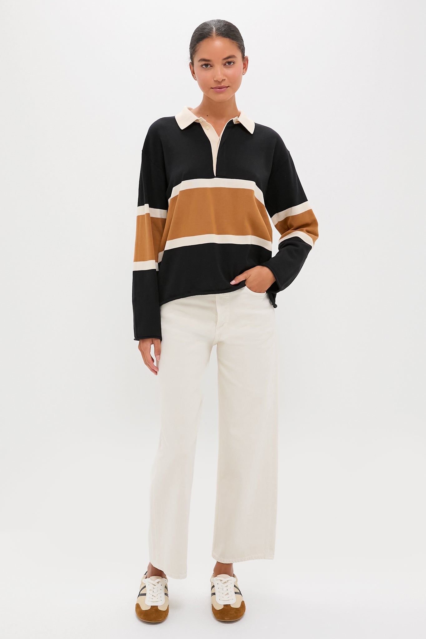 Black with Bronze Stripe Rugby Sweater