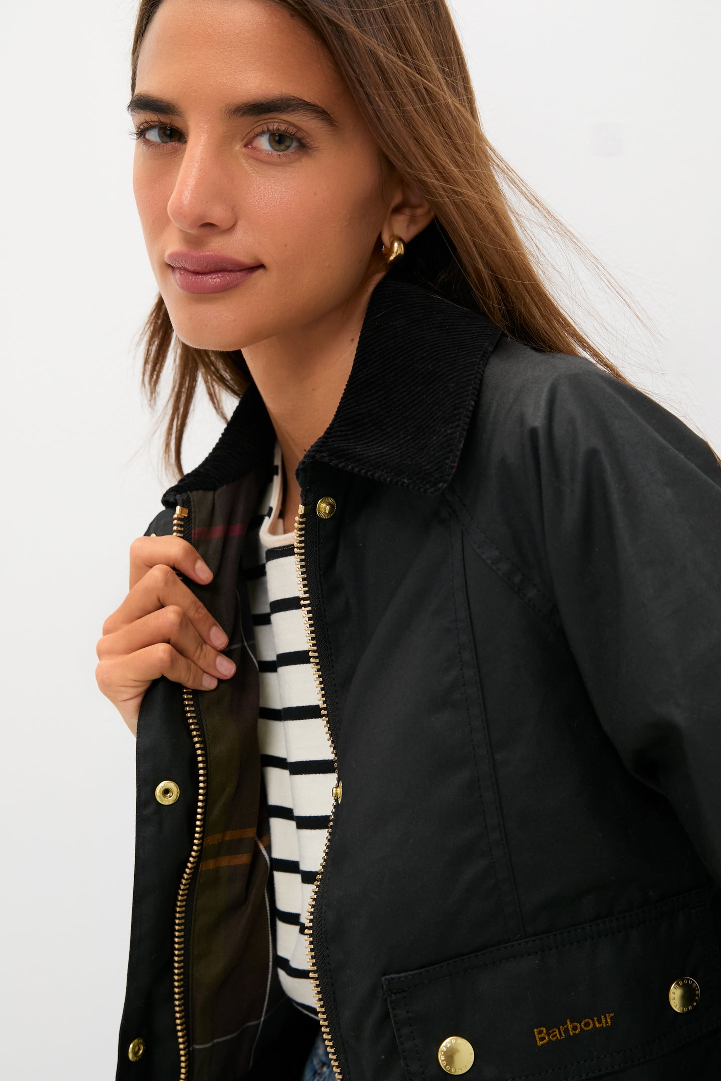 Black Cropped Beadnell Wax Jacket