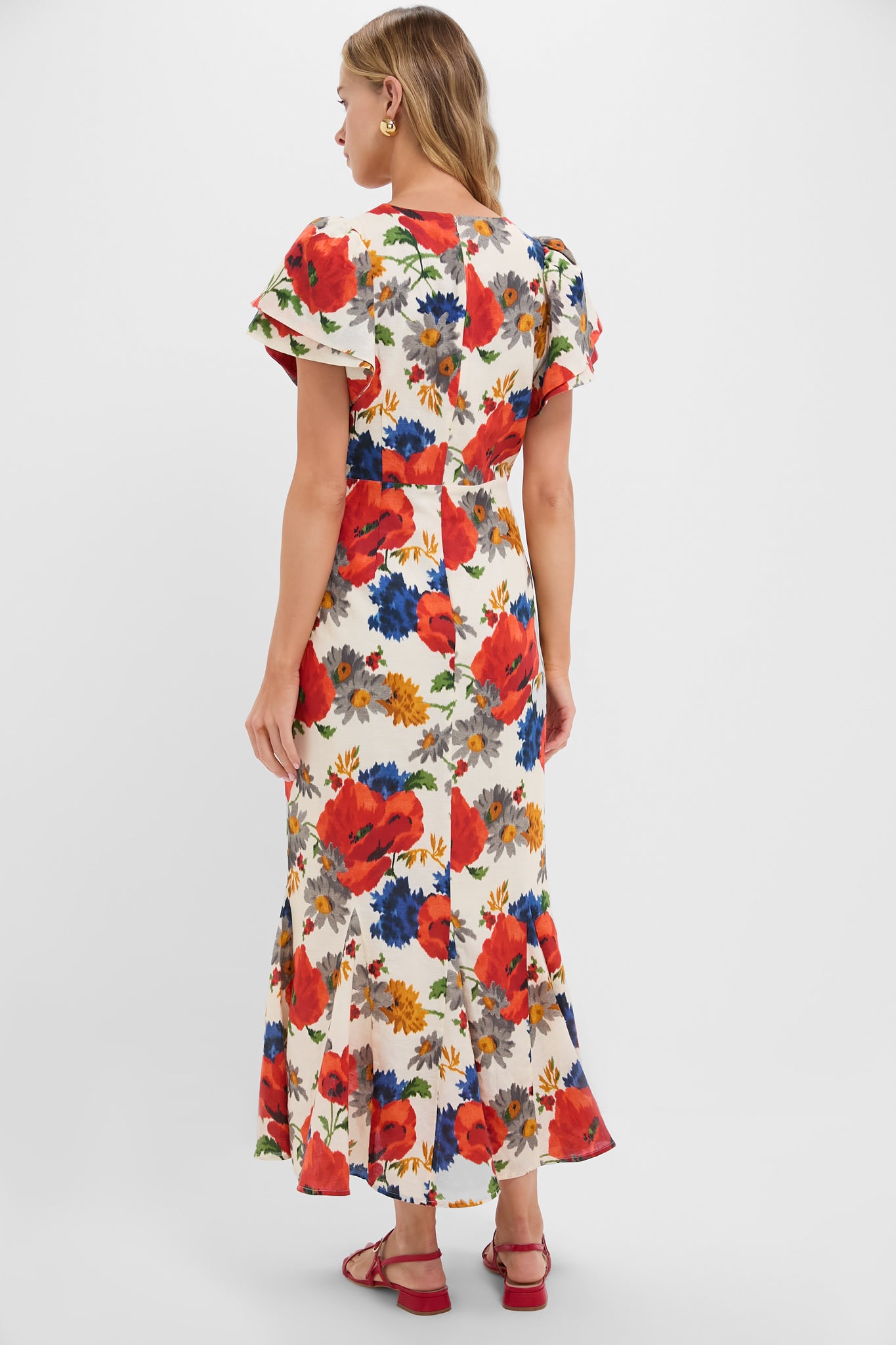 Crimson Poppy Cotton Linen Elodie Dress