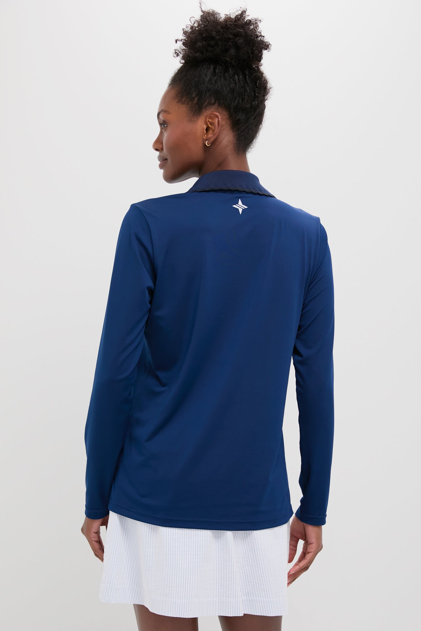 Navy Long Sleeve Performance Jersey Caroline Polo | Tnuck Sport Navy Long Sleeve Performance Jersey Caroline Polo | Tnuck Sport