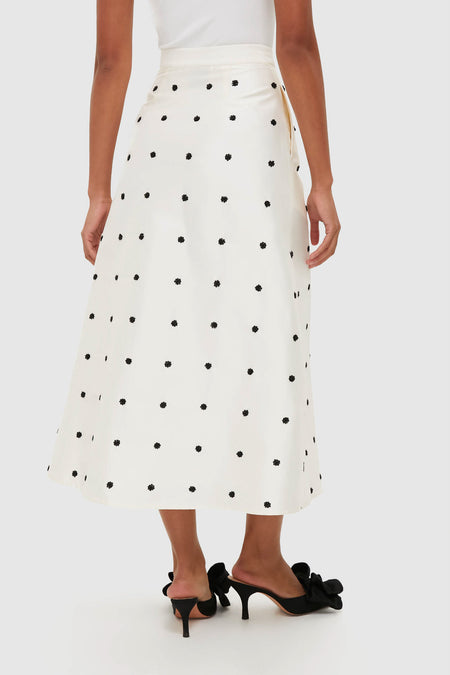 Ivory Polka Dot Daphne Midi Skirt