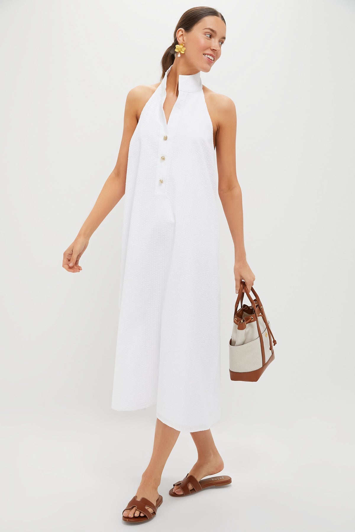seer sucker dress women English Factory Women's Seersucker Striped Midi Dress, Pink, XS at Amazon Women's Clothing store 38.5 Plus Model Hip Whistles Elsie Seersucker Trapeze Dress