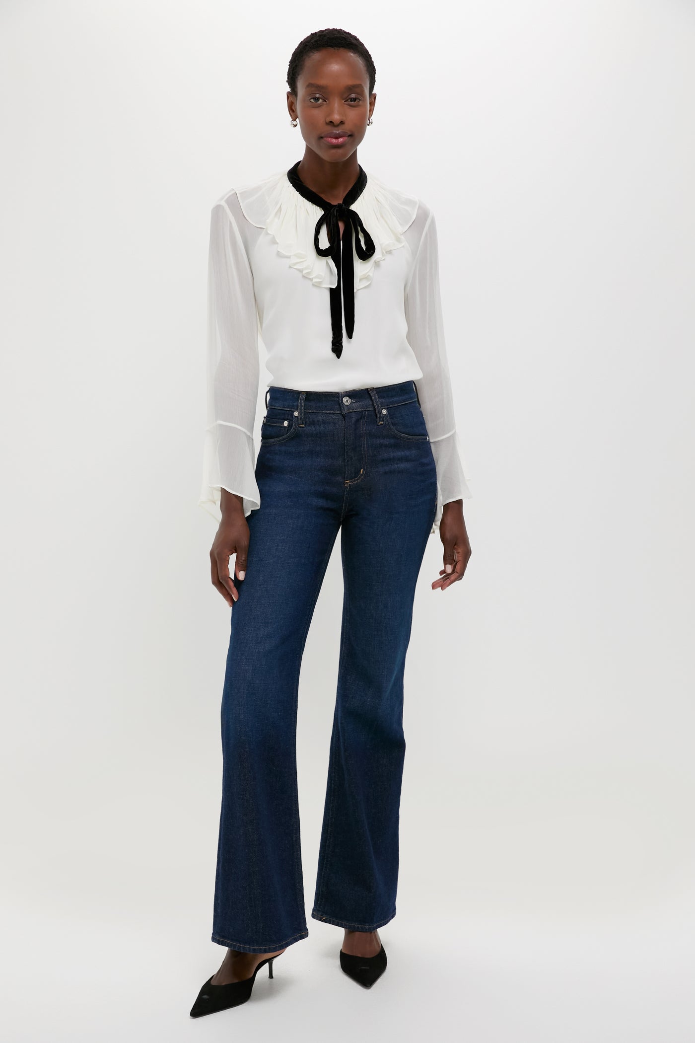 Trophy Cream Long Sleeve Collared Blouse