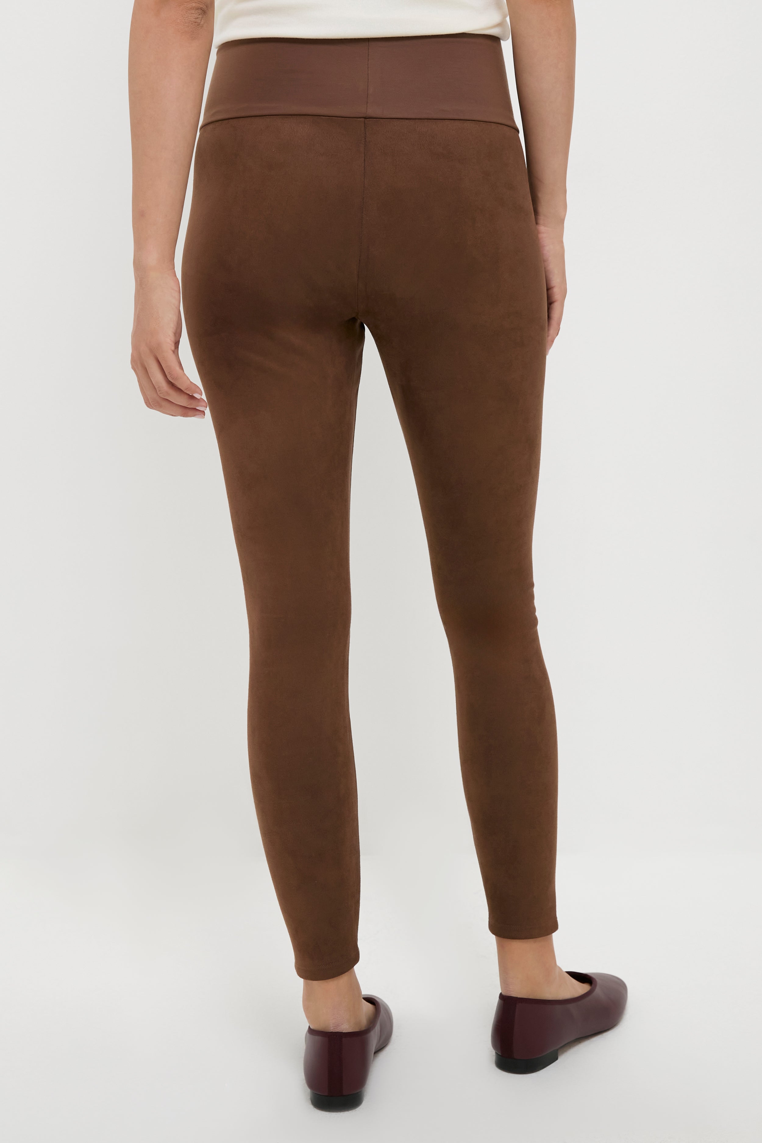 Carafe Vegan Stretch Suede Before During and After Legging