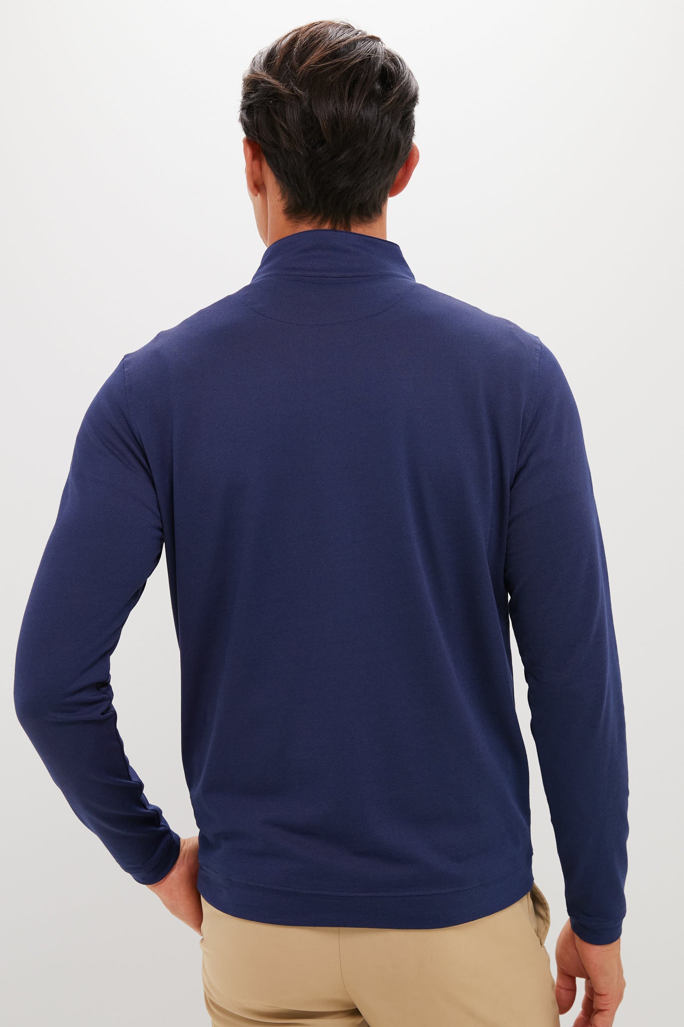 Navy Albatross Cotton-Blend Pique Quarter-Zip