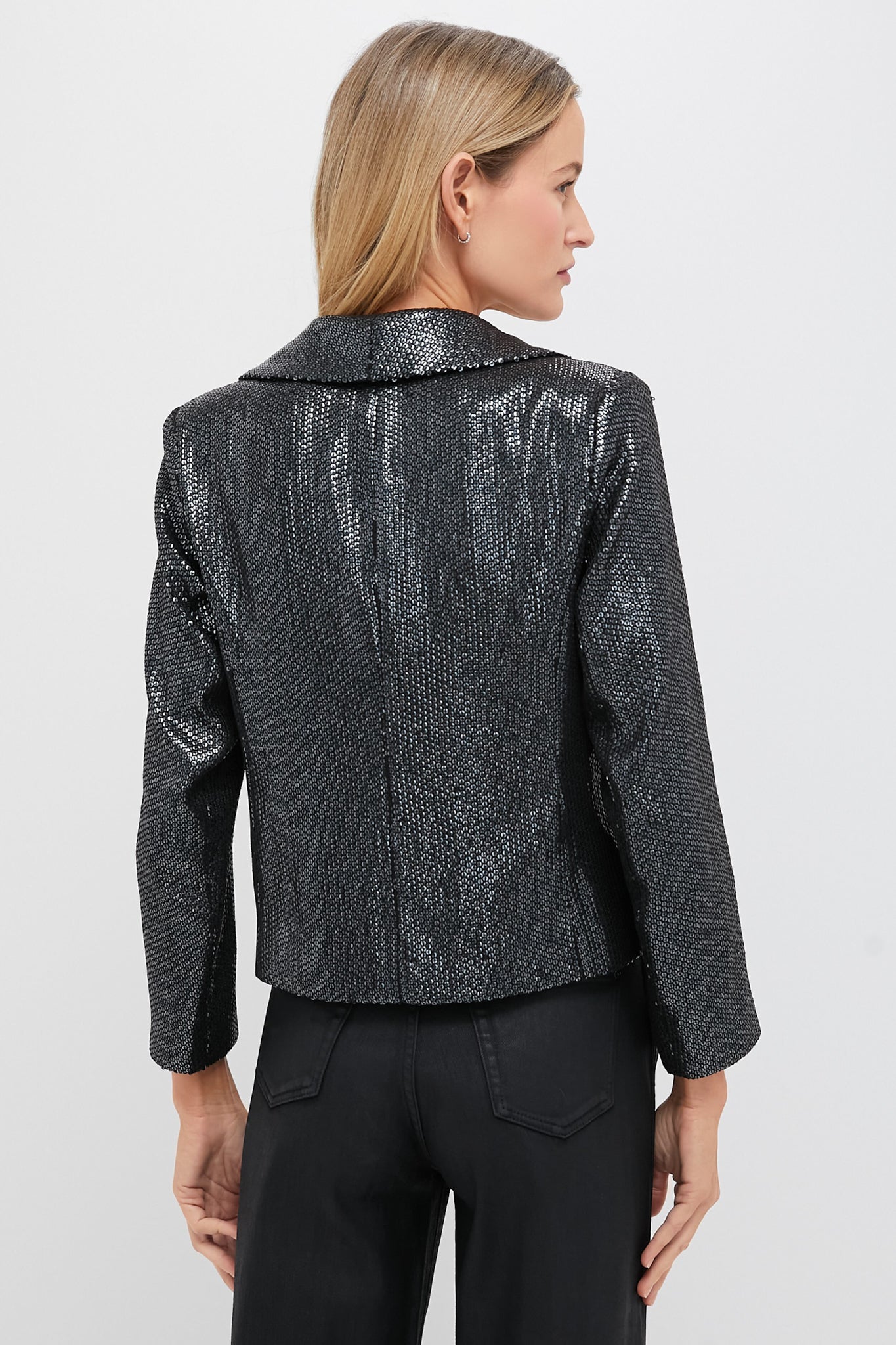 Gunmetal Sequin Cropped Zana Jacket