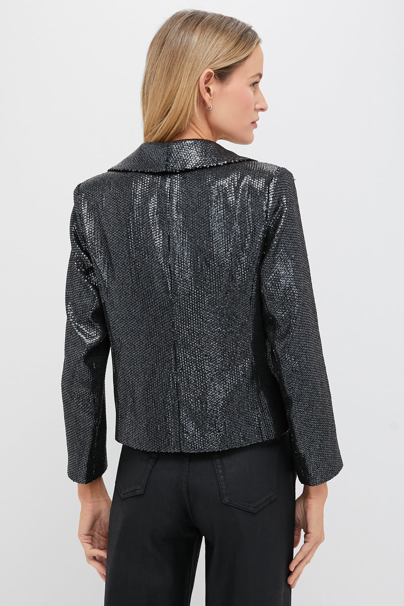 Gunmetal Sequin Cropped Zana Jacket