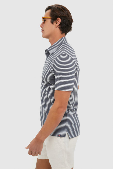 Ocean Stone Stripe Sunwashed Tee Shirt Polo