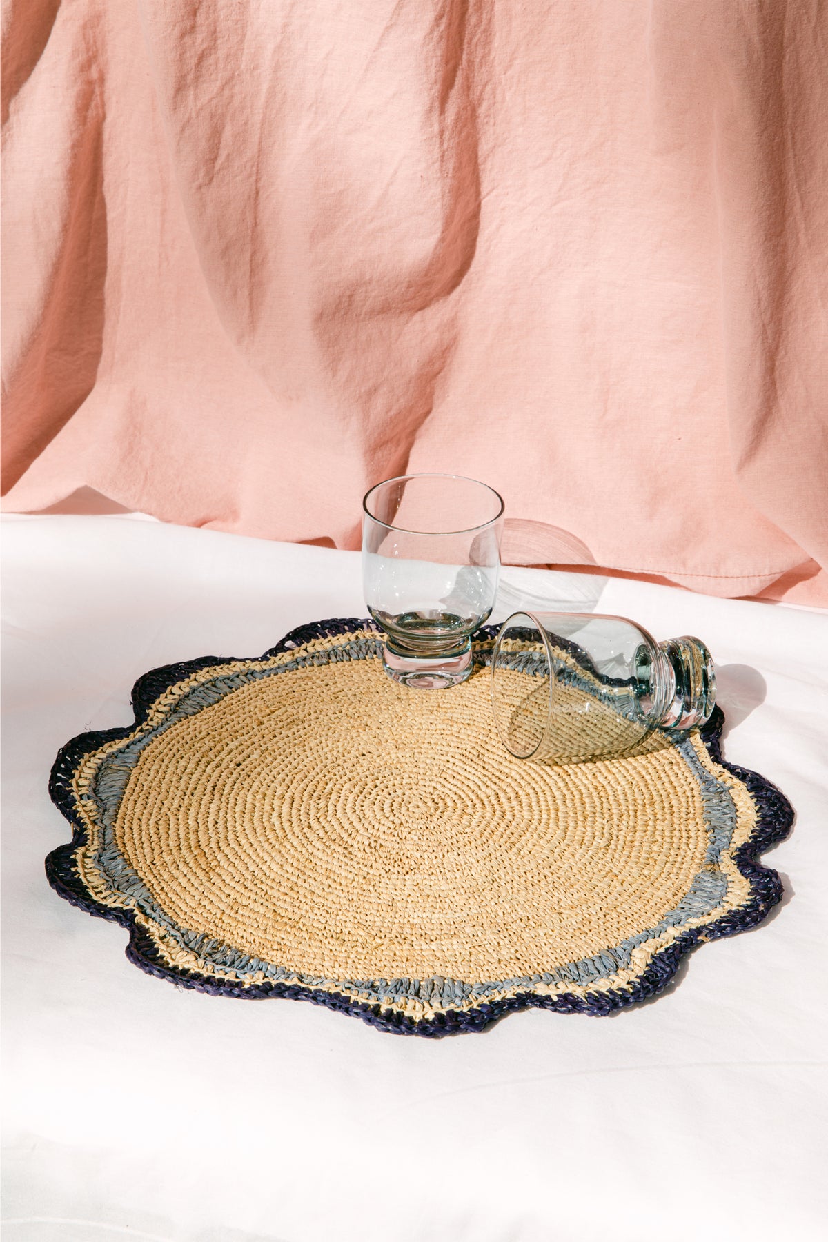 Navy Garden Party Round Placemat (Set of 4)