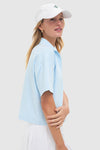 Light Blue Performance Jersey Cropped Caroline Polo