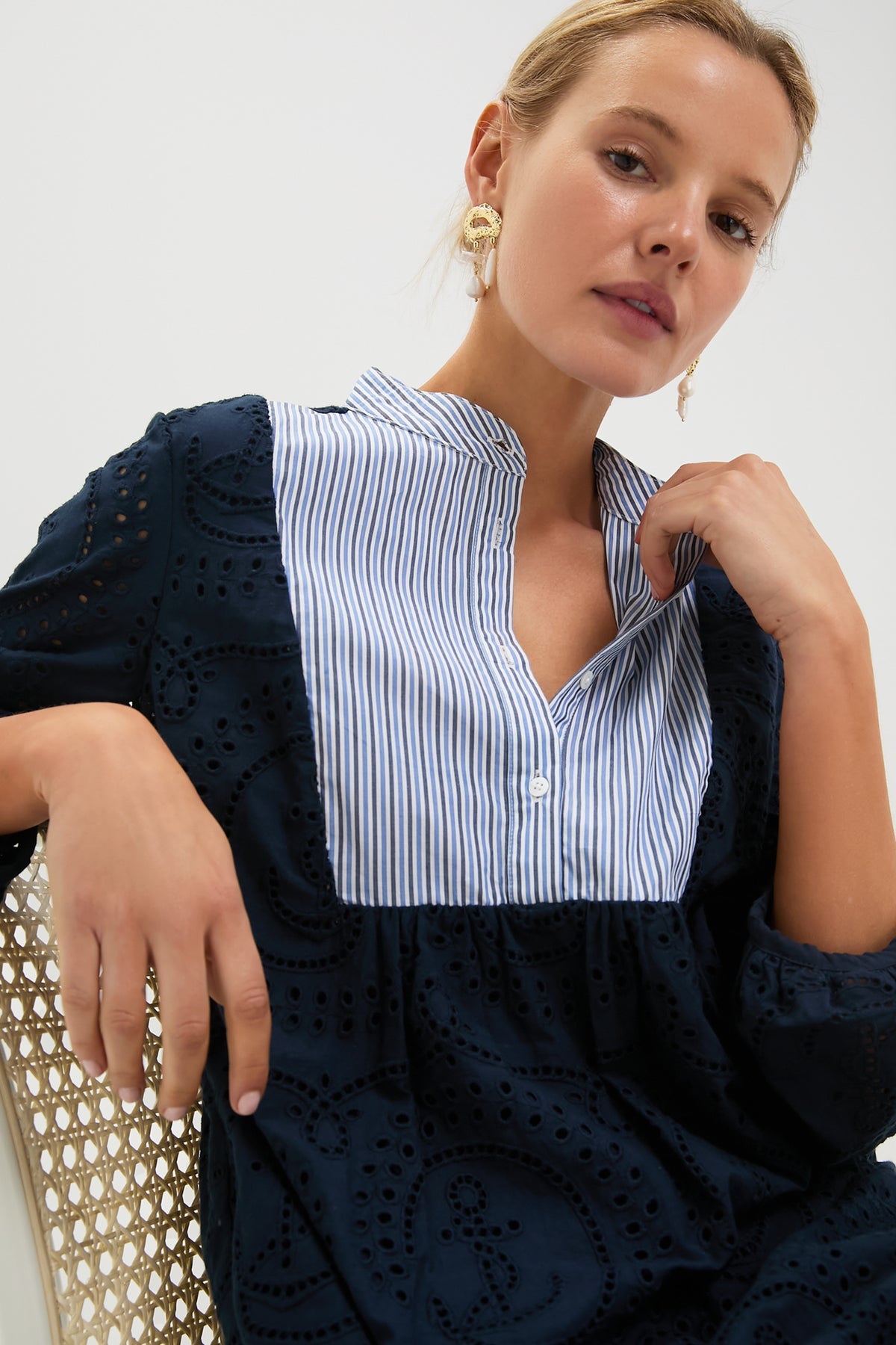 Navy Nautical Eyelet Mini Calliope Dress | Tuckernuck Navy Nautical Eyelet Mini Calliope Dress | Tuckernuck