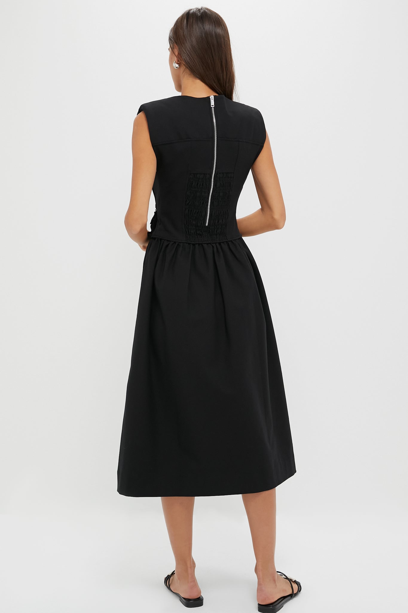 ganni black heavy cotton corset midi dress Ganni Heavy Cotton Tailored Corset Midi Dress