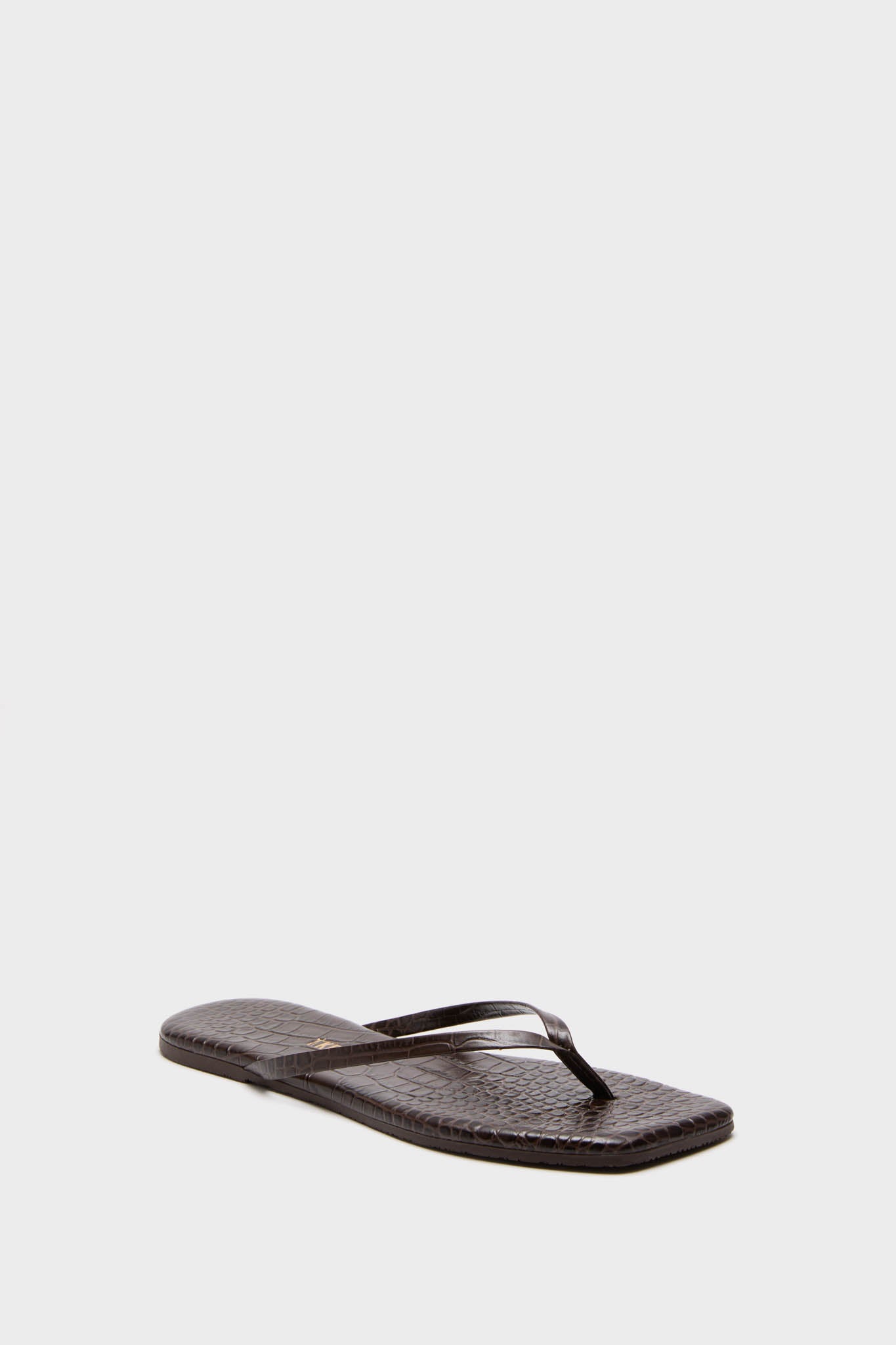 Carob Croc Square Toe Lily Flip Flops