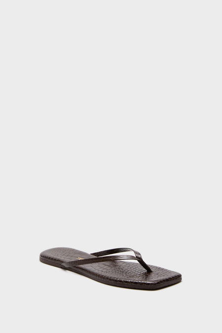 Carob Croc Square Toe Lily Flip Flops