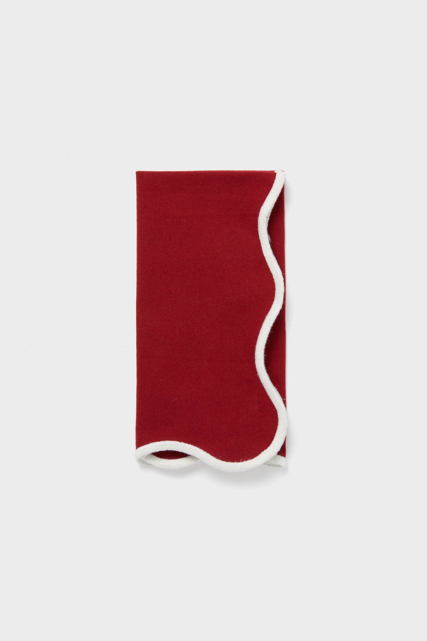 Cranberry and White Scalloped Napkins Set of 4