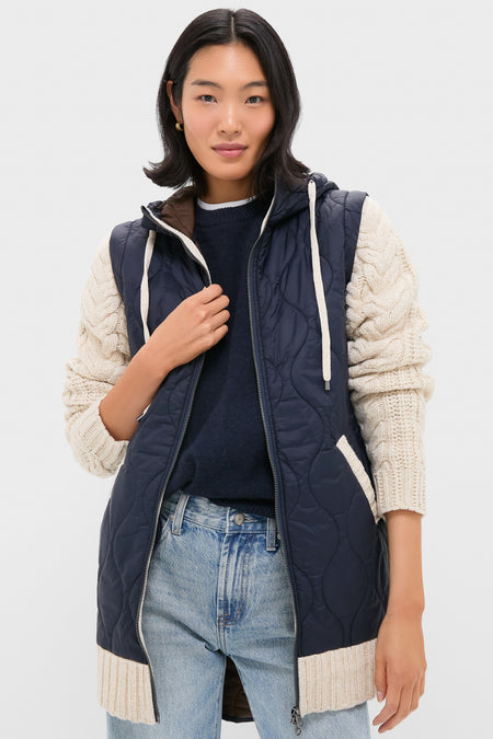 Navy and Heathered Sand Barrows Mixed Media Jacket