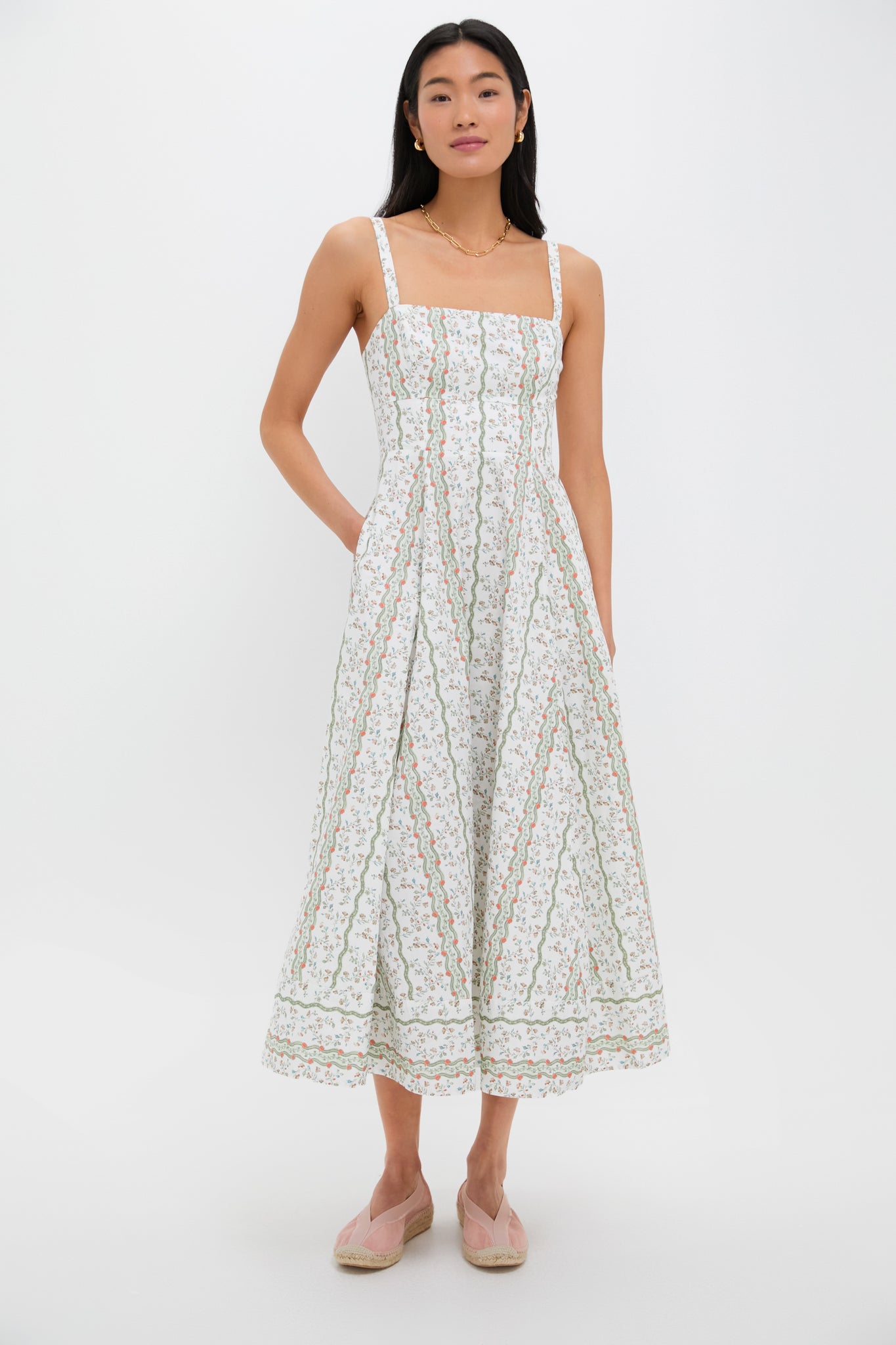 Green Multi Provence Floral Margot Dress