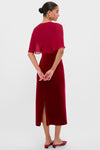 Cranberry Velvet Chiffon Mixed Media Cape Leah Dress