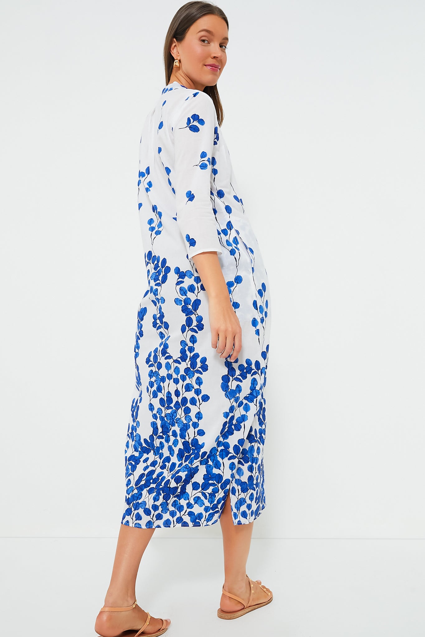 Exclusive Leaf Blue Clorinda Long Kaftan