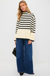 Exclusive Cream Striped Turtleneck Sweater