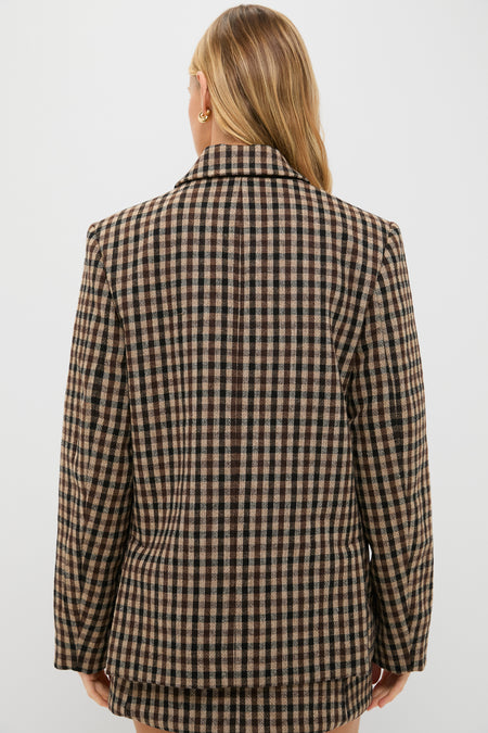 Chicory Coffee Check Wool Mix Oversized Blazer