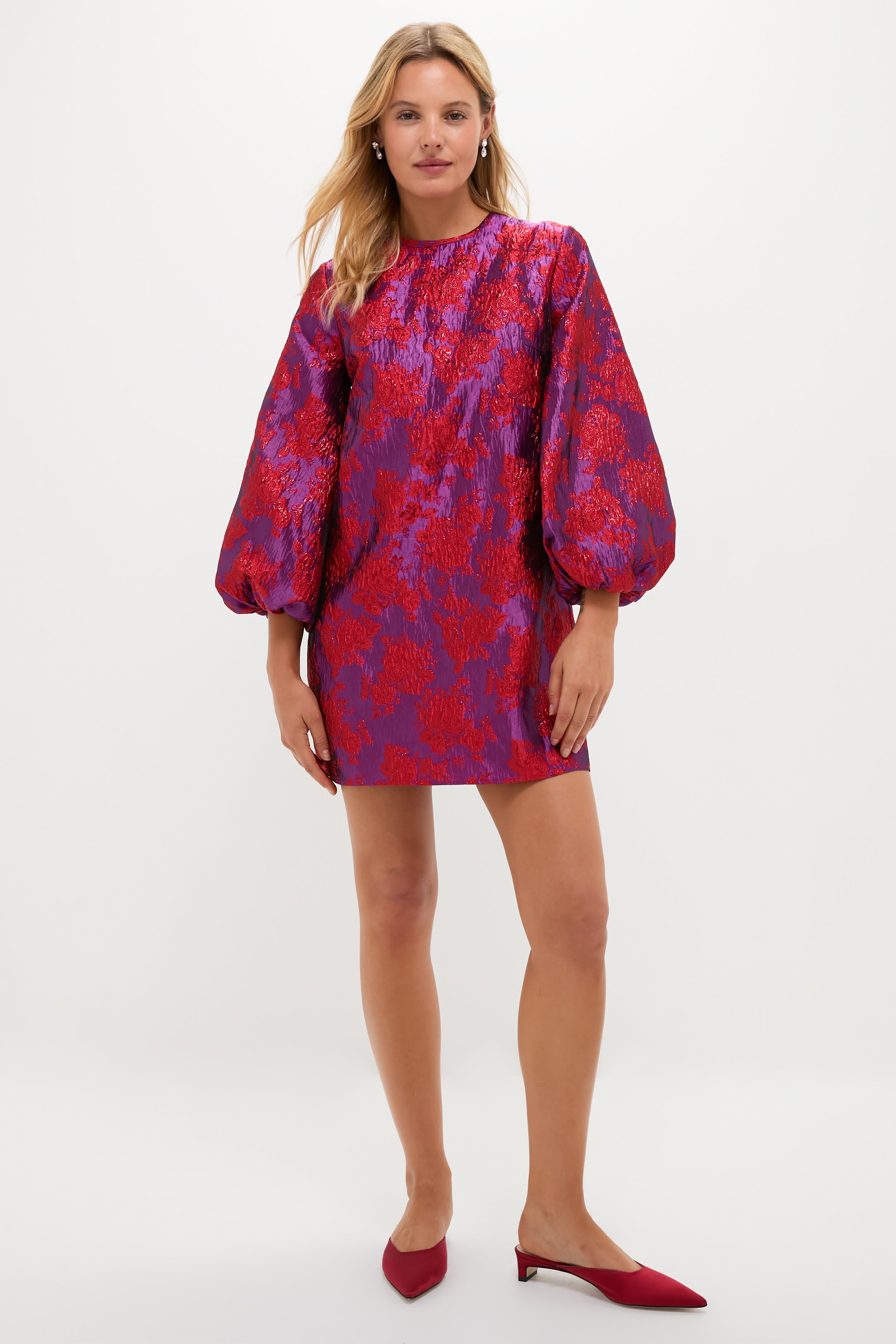 Hyacinth House Red & Purple Jacquard Janie Mini Dress Red & Purple Jacquard / M