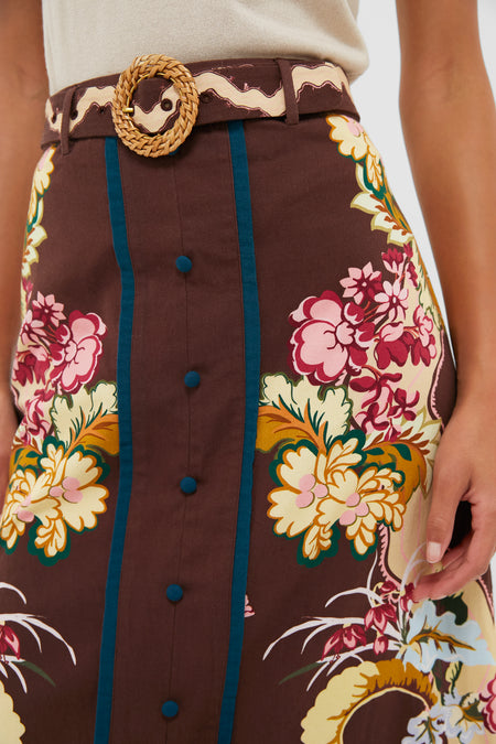 Chocolate Floral Portia Skirt