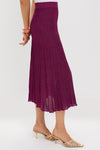 Plum Shimmer Knit Pleated Arion Midi Skirt