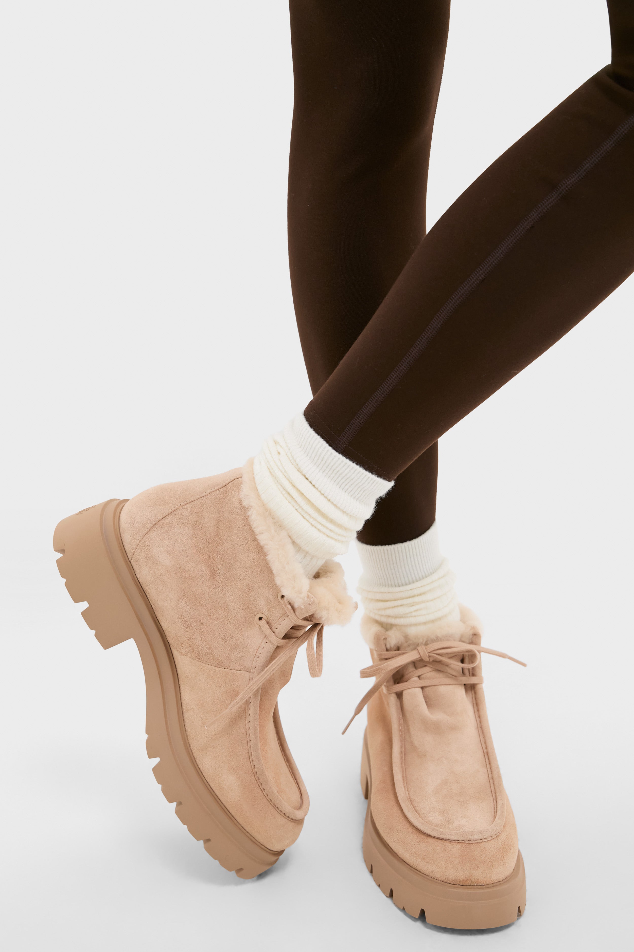 Adobe and Vanilla Hudson Shearling Chukka Boots | Stuart Weitzman