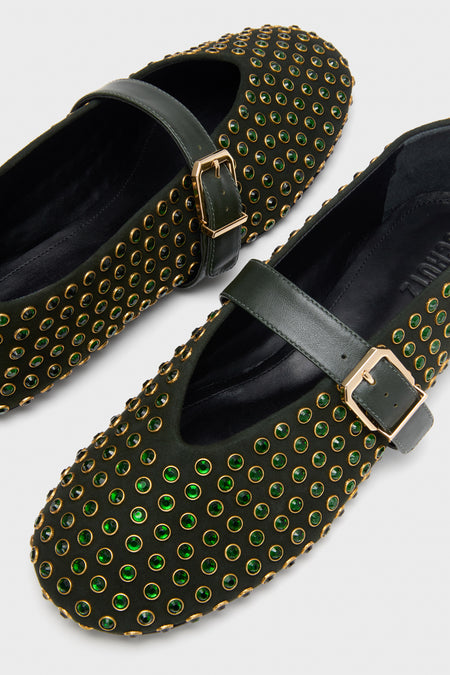 Garden Green Eliza Shine Flats